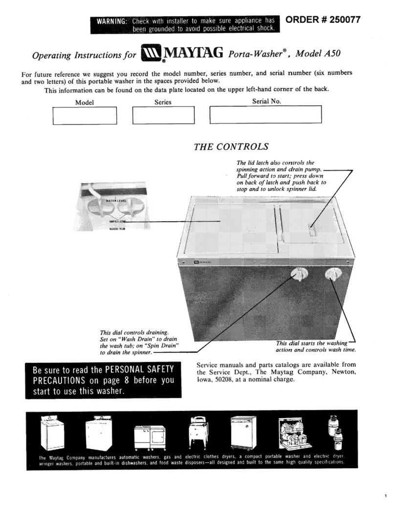 Maytag Porta-Washer A50 User manual