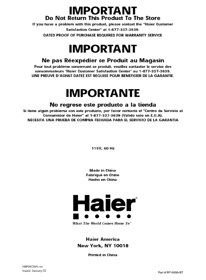 Haier HBP08GNA User manual