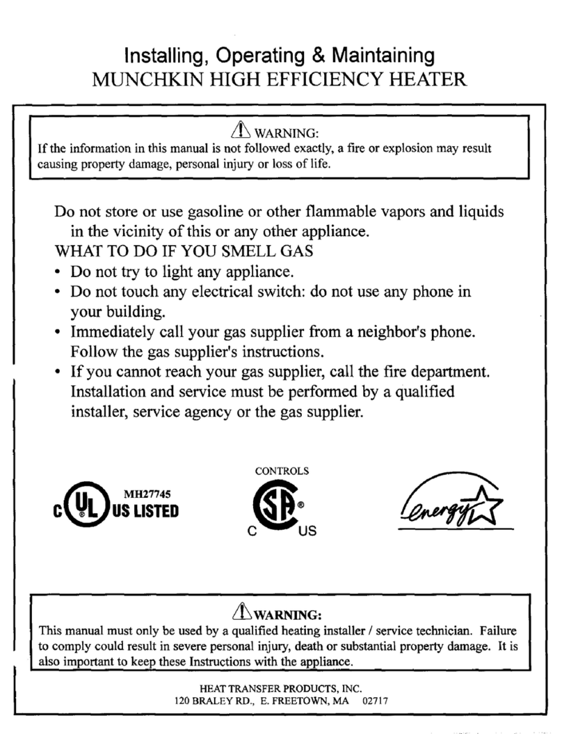 Heat Transfer MUNCHKIN HIGH EFFICIENCY HEATER Installation & operating manual