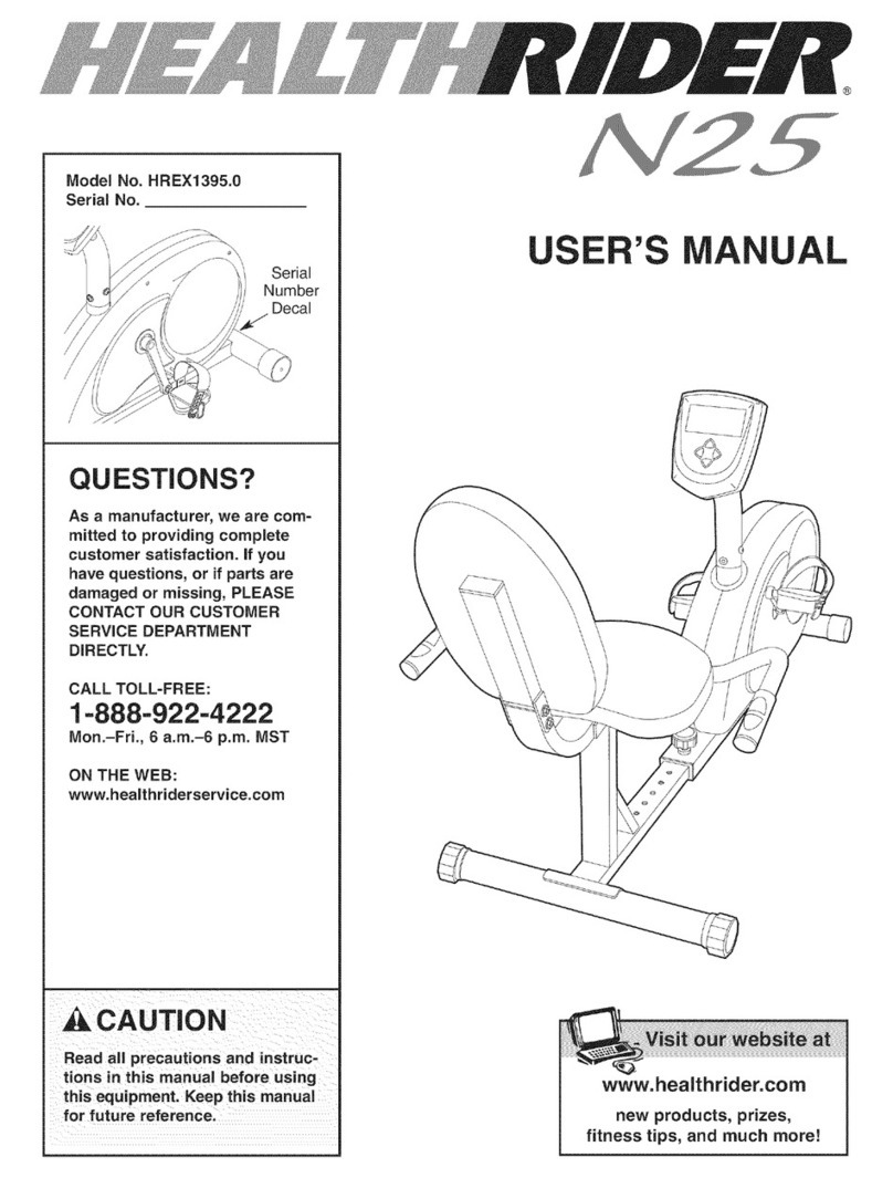 HEALTH RIDER N25 Exercise Bike User manual