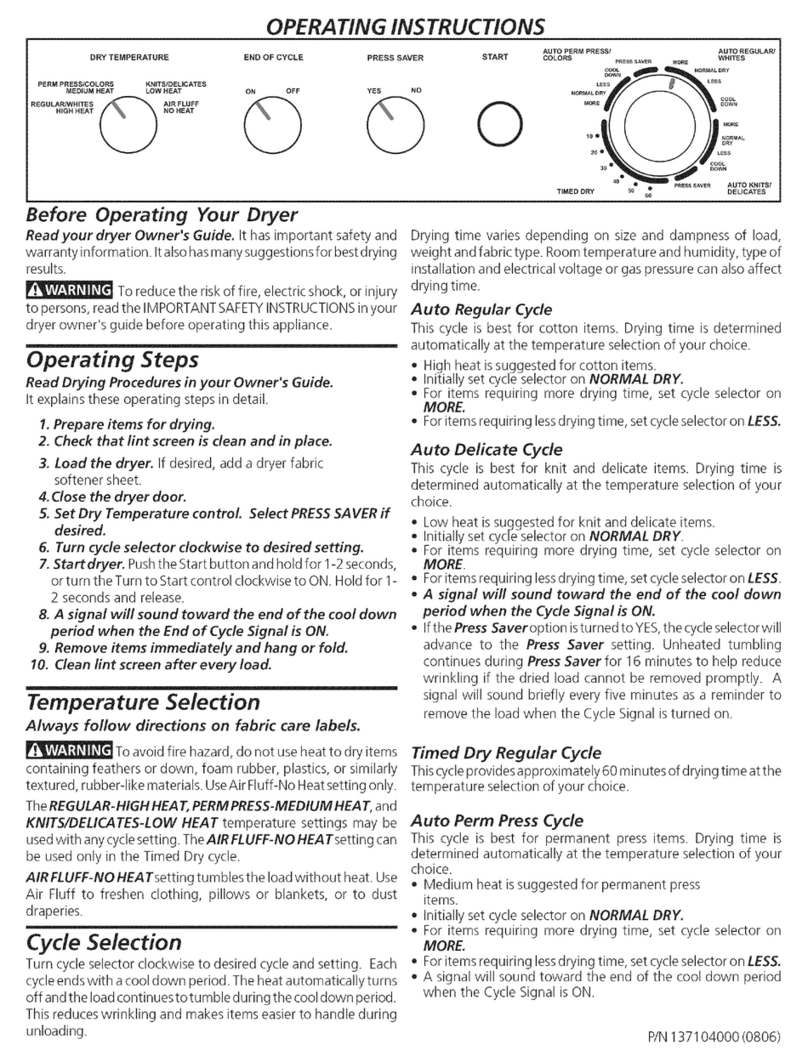 Frigidaire GLGR104FSS2 User manual