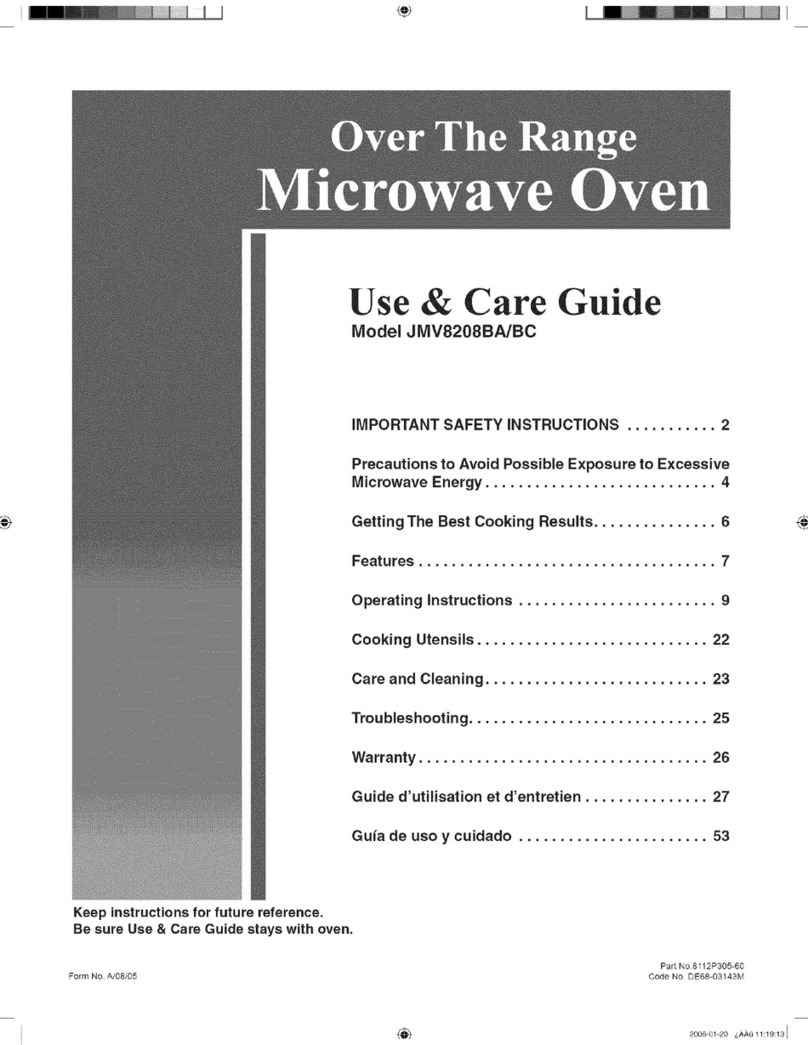 Jenn-Air JMV8208BA Use & care guide