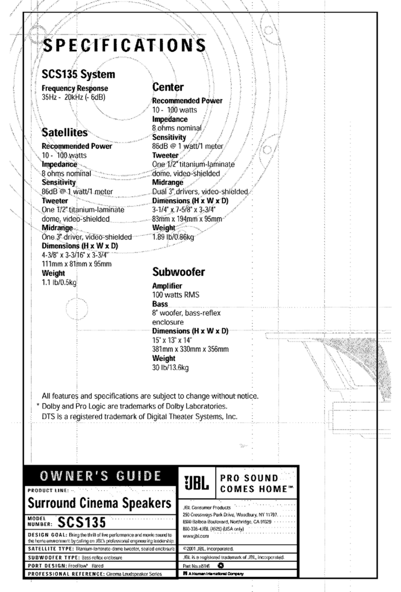 JBL SCS 135 owner's guide