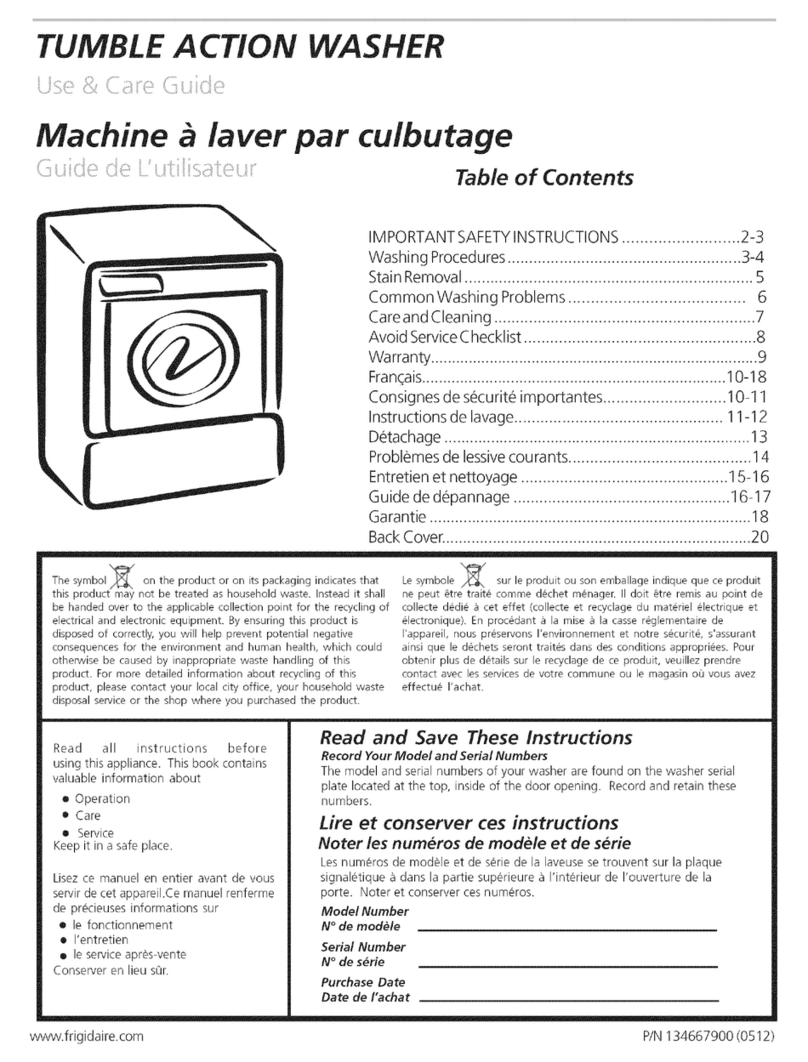 Frigidaire GLTF2940ES3 User manual