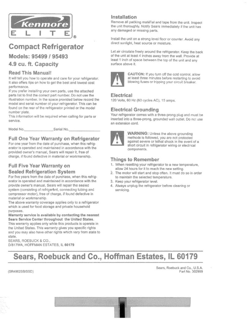 Kenmore 95499 manual