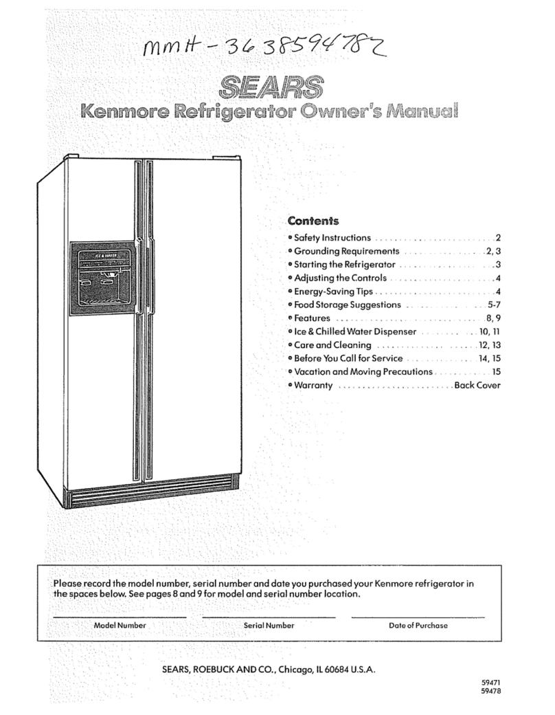 Kenmore 3638594782 owner's manual