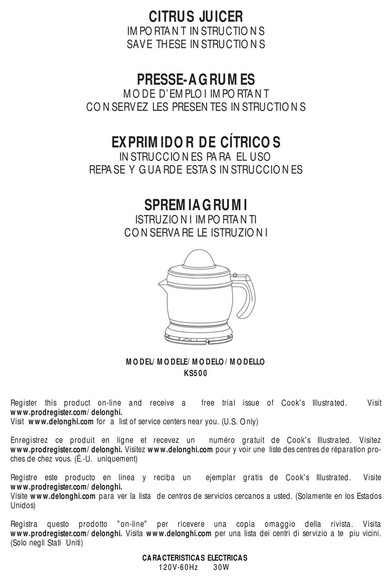 DeLonghi KS500 Important instructions
