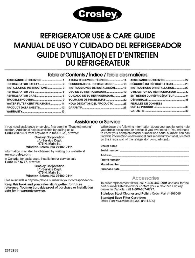 Crosley CS25AFXKQ05 User manual