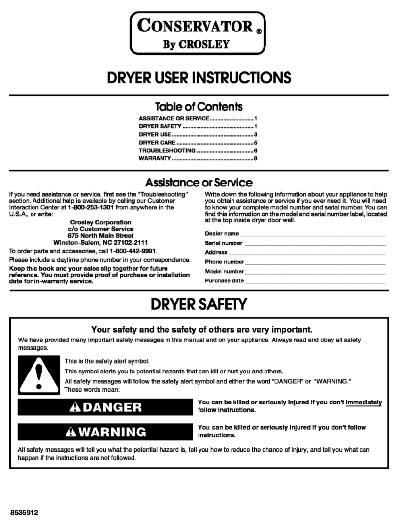 Crosley Conservator CEDS563MQ User instructions