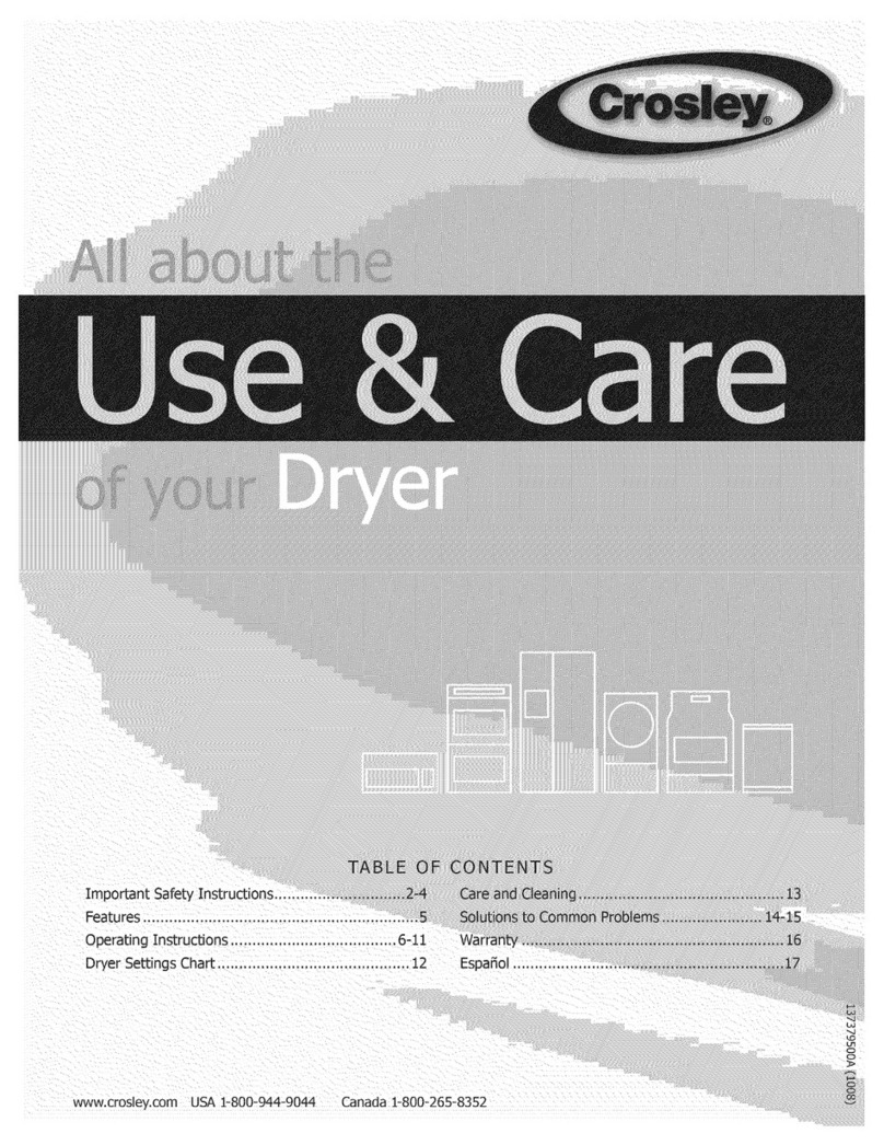 Crosley CDE7700LW0 Owner's manual