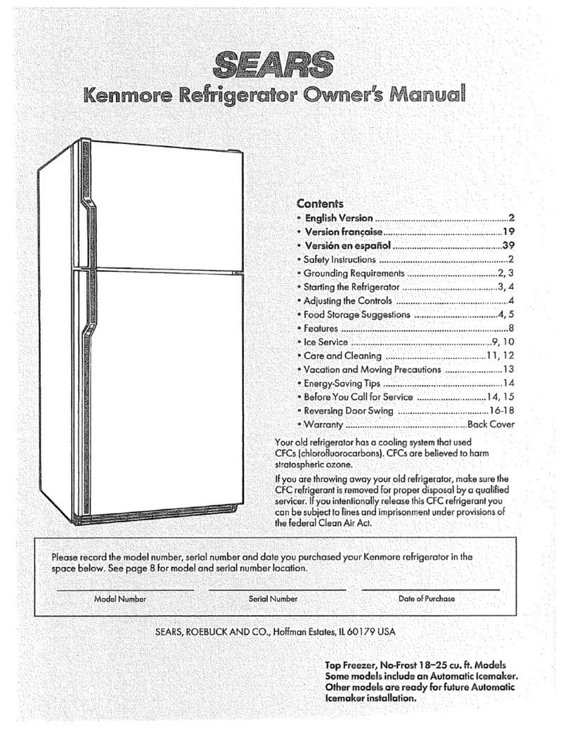 Sears Kenmore 363.9759611 User manual