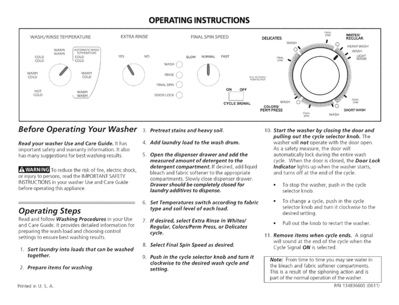 Frigidaire GLTF1570FS3 User manual