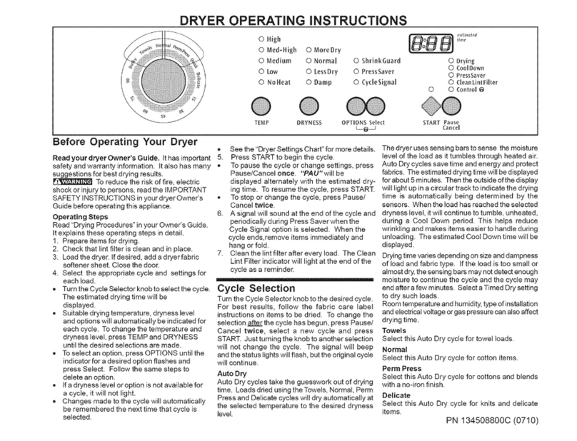 Frigidaire LCGQ2152FE0 User manual