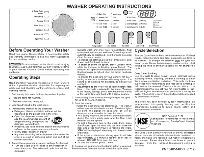 Frigidaire LTF8000FE0 User manual
