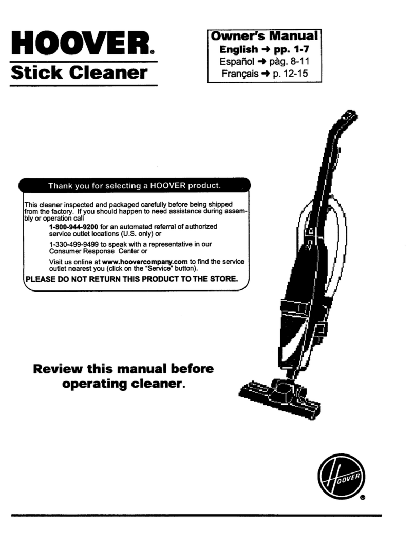 Hoover Stick Vacuum owner's manual