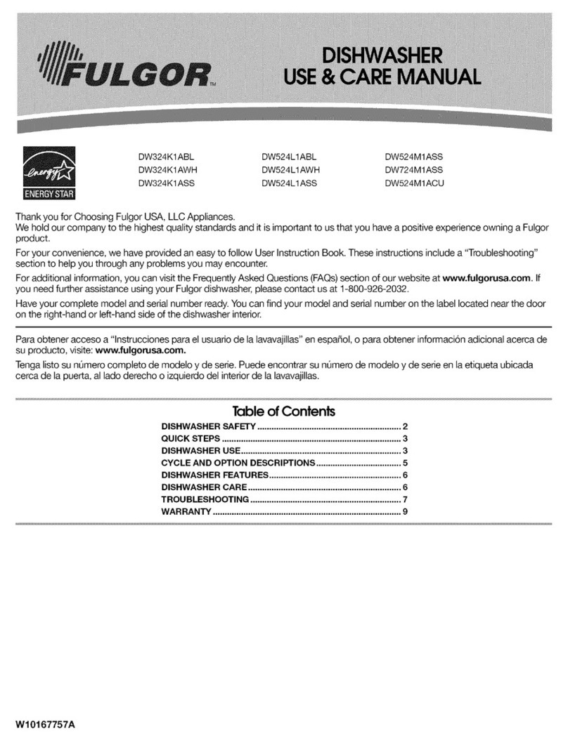 FULGOR DW524L1AWH Use & care manual
