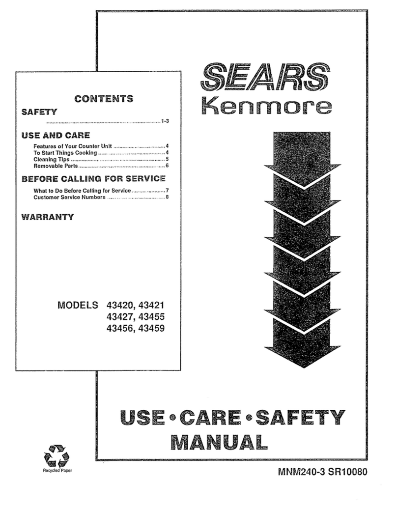 Kenmore 43420 Use Use, care, safety manual