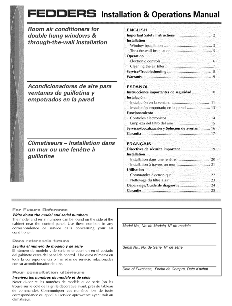Fedders 23-23-0355N-003 s Installation & operation manual Fedders 23-23-0355N-003 s Installation & operation manual