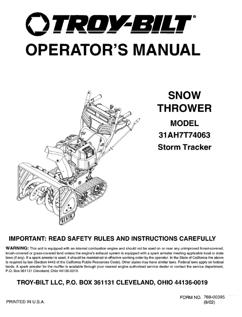Troy-Bilt Storm Tracker 31AH7T74063 Operator's manual