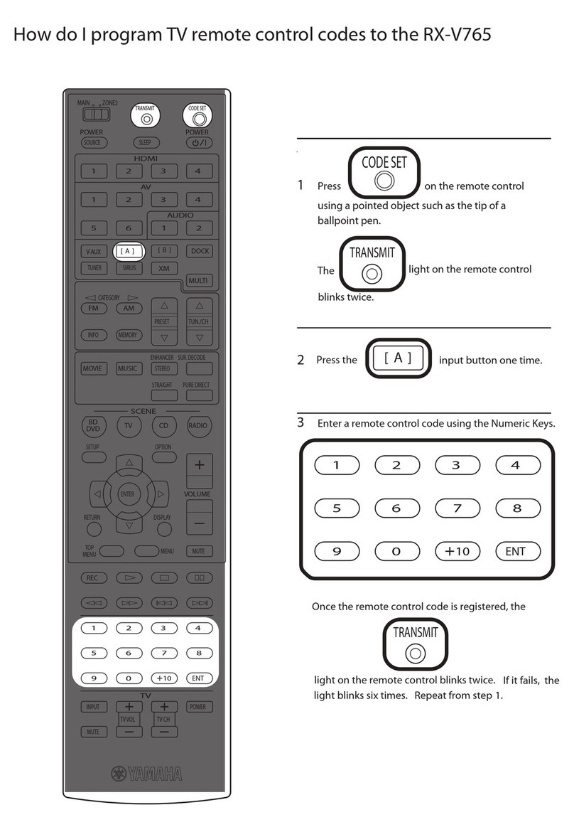 Yamaha RXV765 - RX AV Receiver Code setting guide Yamaha RXV765 - RX AV Receiver Code setting guide