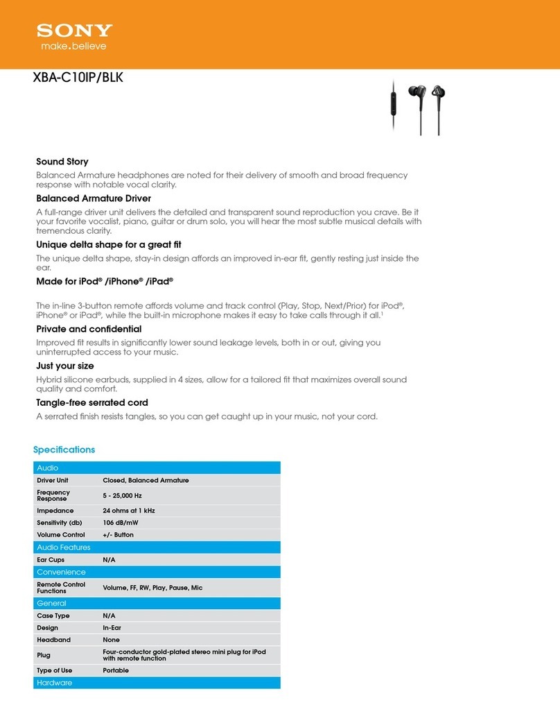 Sony XBA-C10iP Specifications