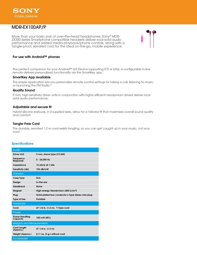 Sony MDR-EX100AP Specifications
