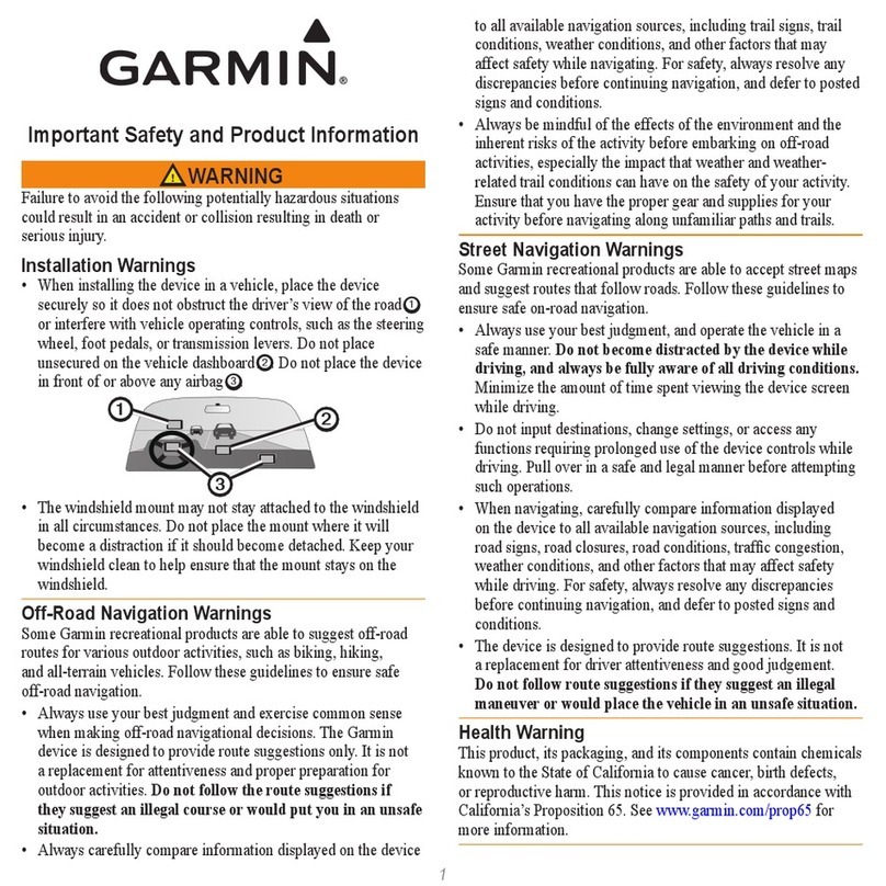 Garmin Oregon 600 Important Safety and Product Information