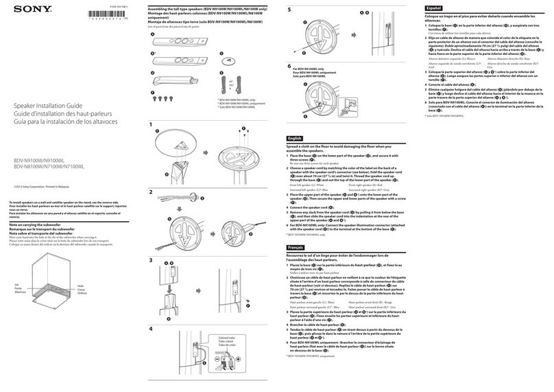 Sony BDV-N9100W Speaker Installation Guide