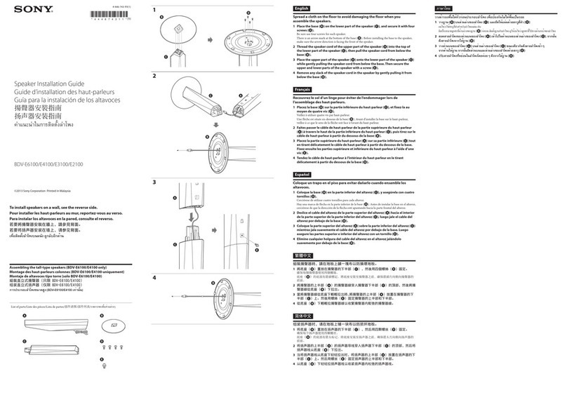 Sony BDV-E6100 Speaker Installation Guide
