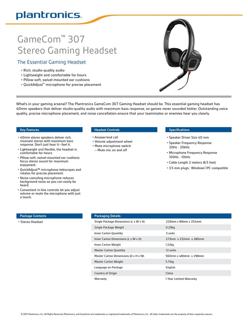Plantronics Gamecom 307 User manual