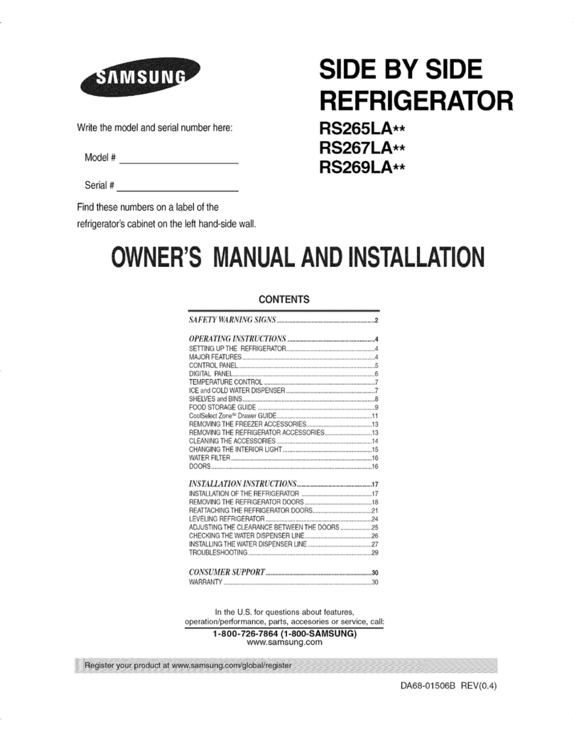 Samsung RS267LABP/XAA and Owner's manual and installation
