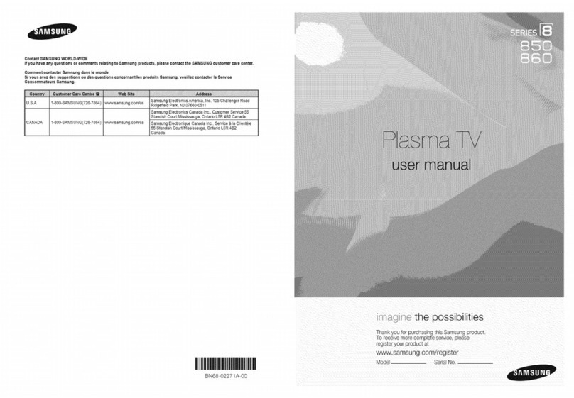 Samsung PN50B850 - 50" Plasma TV User manual Samsung PN50B850 - 50" Plasma TV User manual