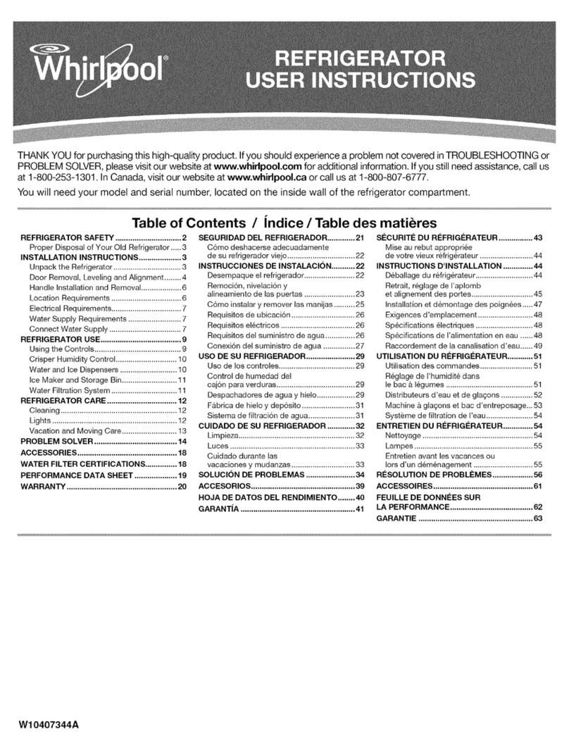 Whirlpool WRS325FDAW01 User instructions
