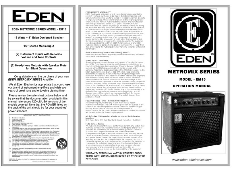 Eden EM15 METROMIX SERIES Operation manual
