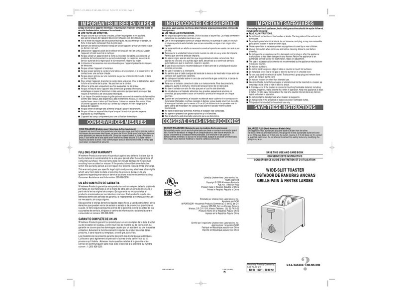 Windmere T-20W Use and care book