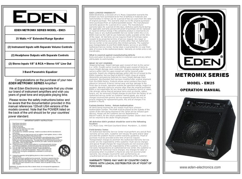 Eden EM25 METROMIX SERIES Operation manual