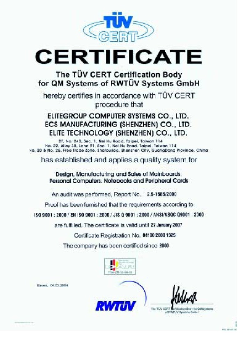 ECS A31G Series User manual
