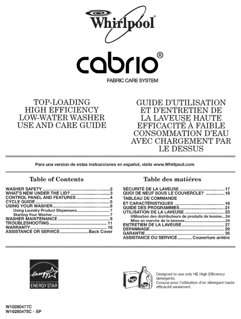 Whirlpool Cabrio WTW5500XL2 Use and care guide