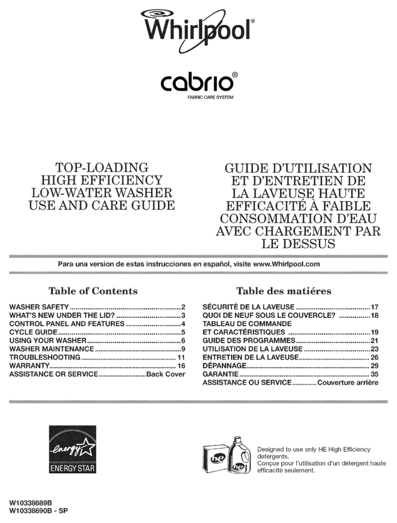 Whirlpool Cabrio WTW5600XW3 Use and care guide