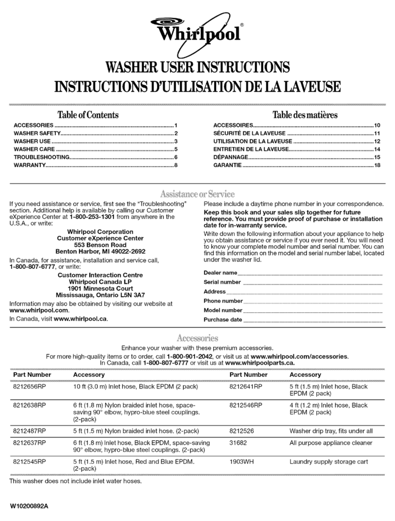 Whirlpool WTW5510VQ0 User instructions