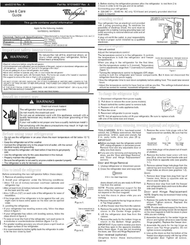 Whirlpool NWT8501Q Use & care guide