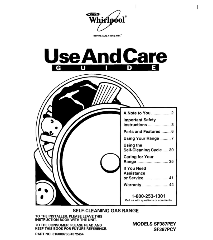 Whirlpool SF387PEY Use and care guide Whirlpool SF387PEY Use and care guide