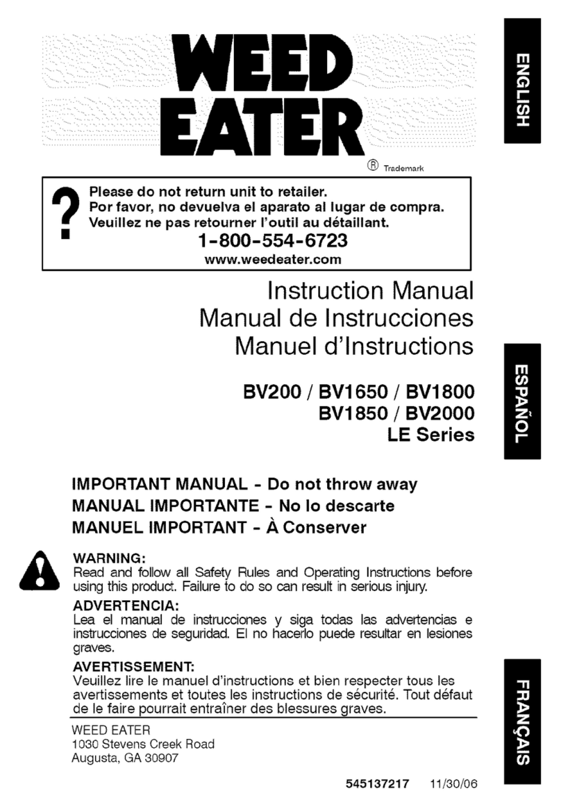 Weed Eater BV1800LE series instruction manual