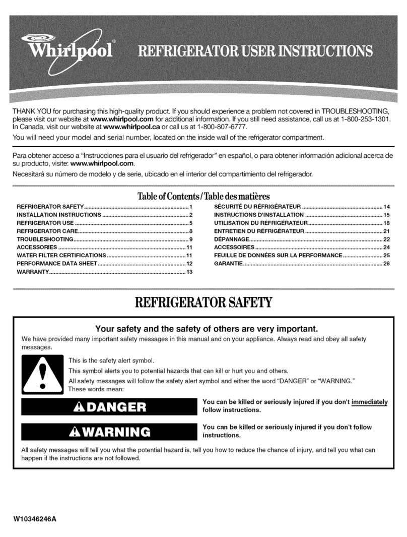 Whirlpool WSR25D2RYY00 User instructions