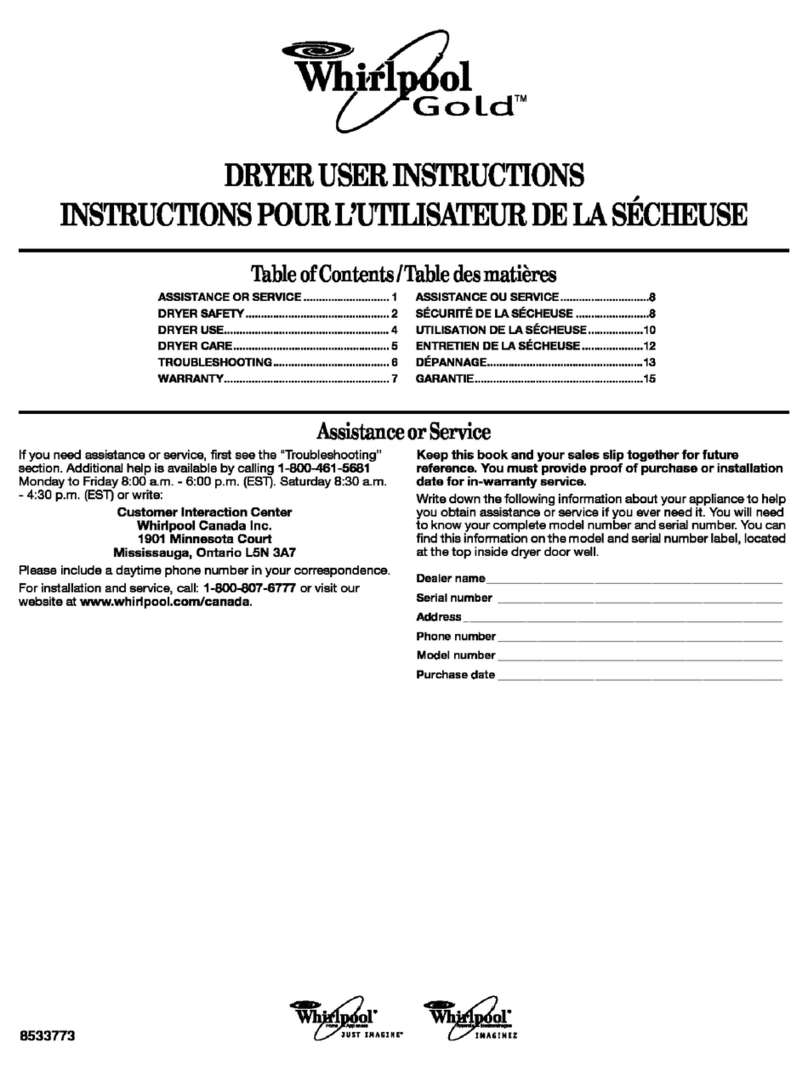Whirlpool Gold GGQ9800PW User instructions