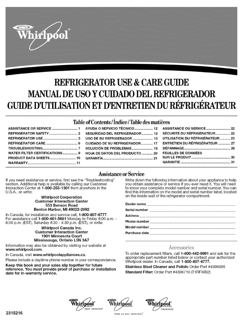 Whirlpool ES5FHAXSQ00 Use & care guide