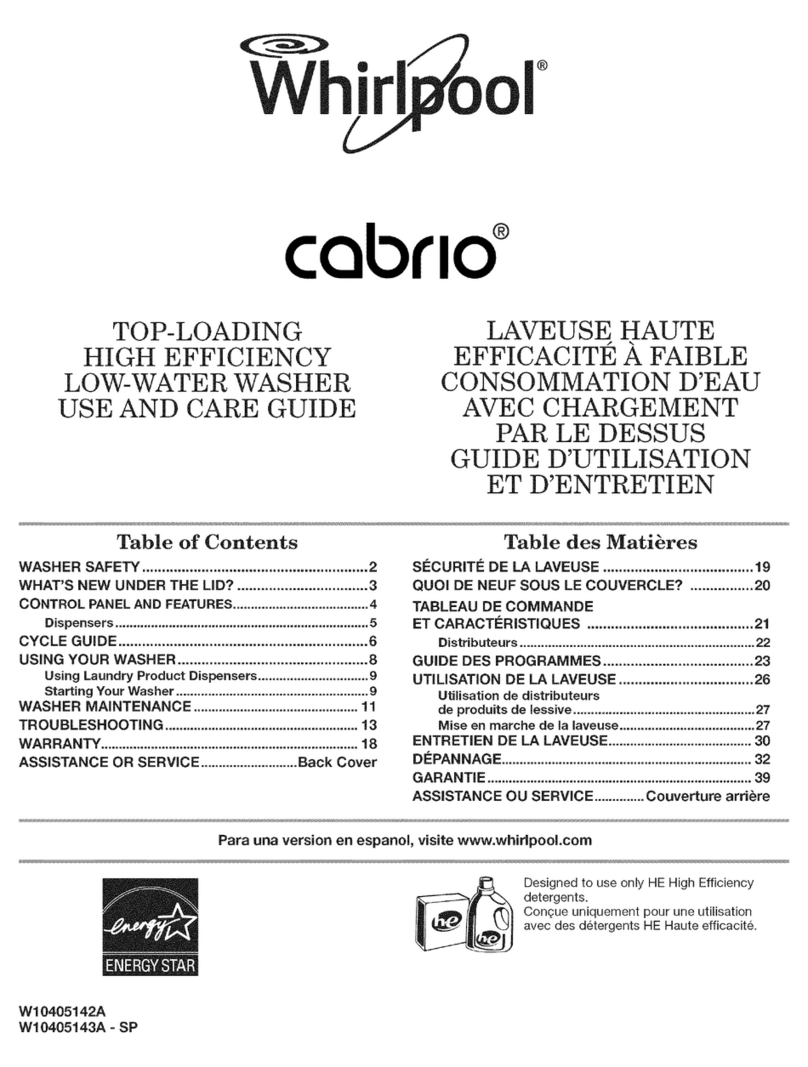 Whirlpool Cabrio WTW8200YW0 Use and care guide