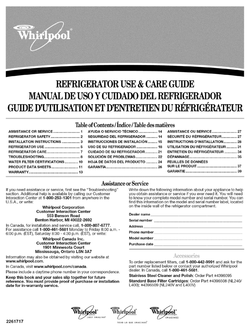 Whirlpool ED5SHAXMB10 Use & care guide