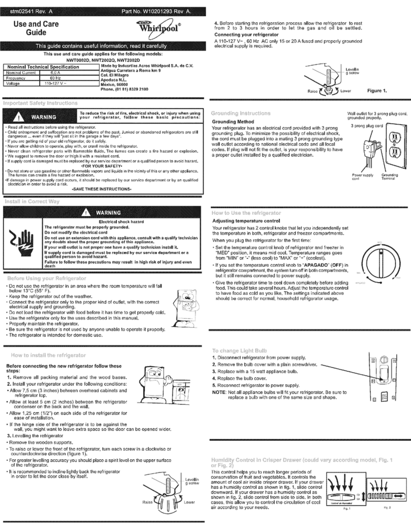 Whirlpool NWT0002D User manual