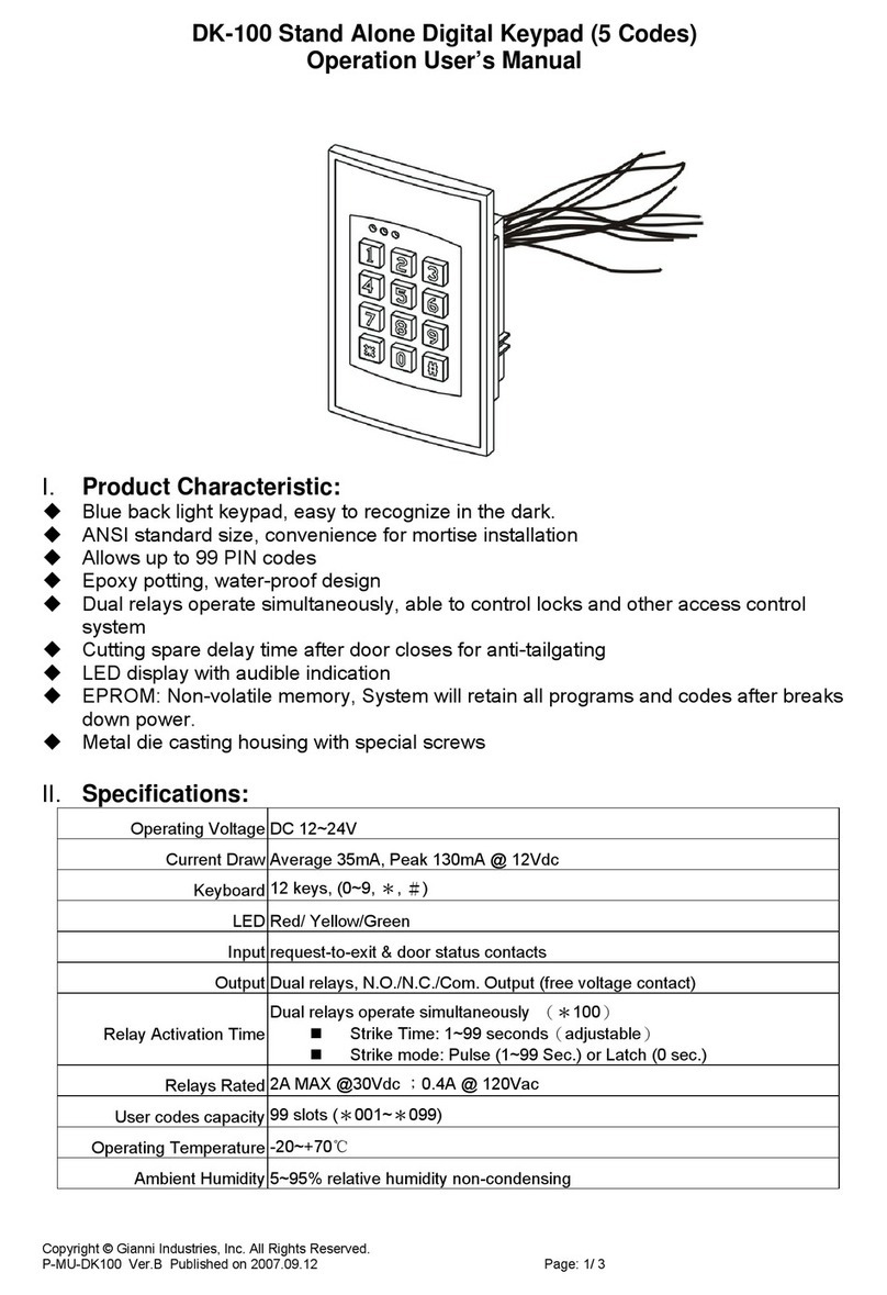Gianni Industries DK-100 Operation user's manual